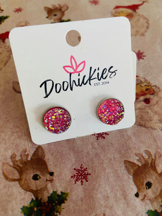 Pink Sparkle Stud Earrings Med.Pink - Deer Creek Mercantile