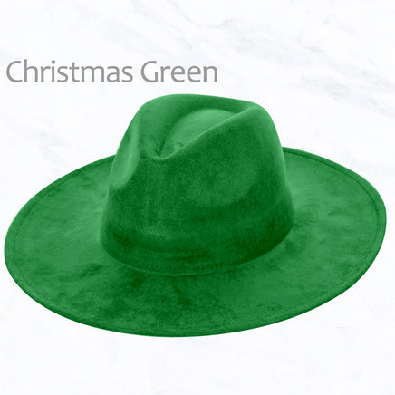 Suede Fedora Hat (Christmas Green) - Deer Creek Mercantile