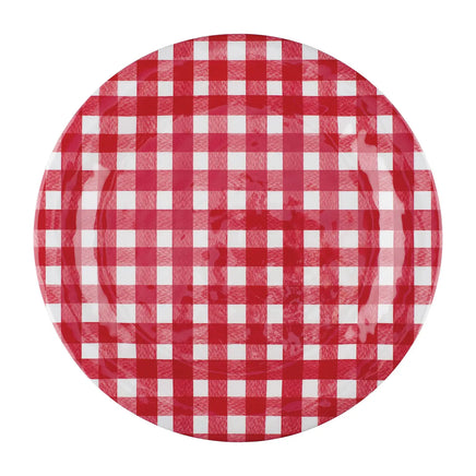 Gingham 11" Melamine Plate, Red - Deer Creek Mercantile