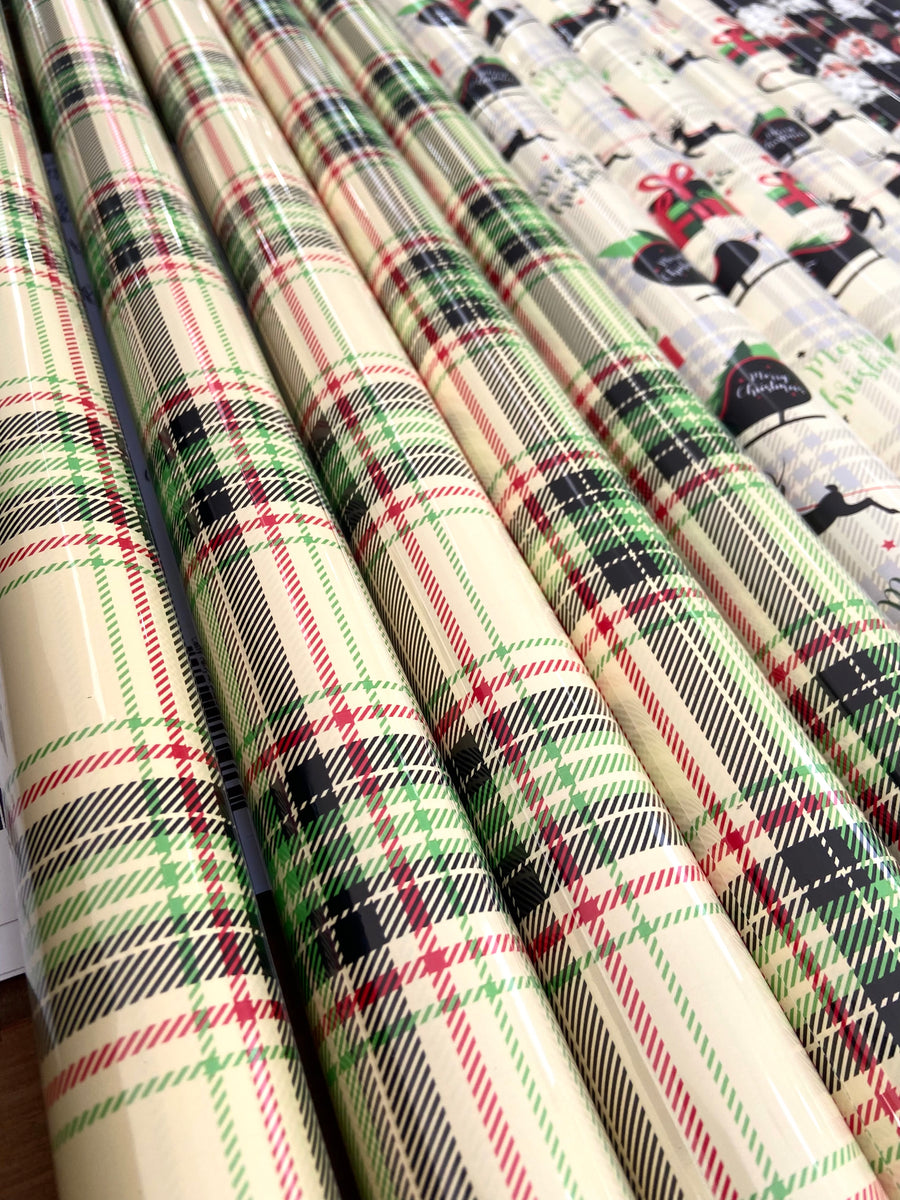 Cream Plaid Wrapping Paper Deer Creek Mercantile