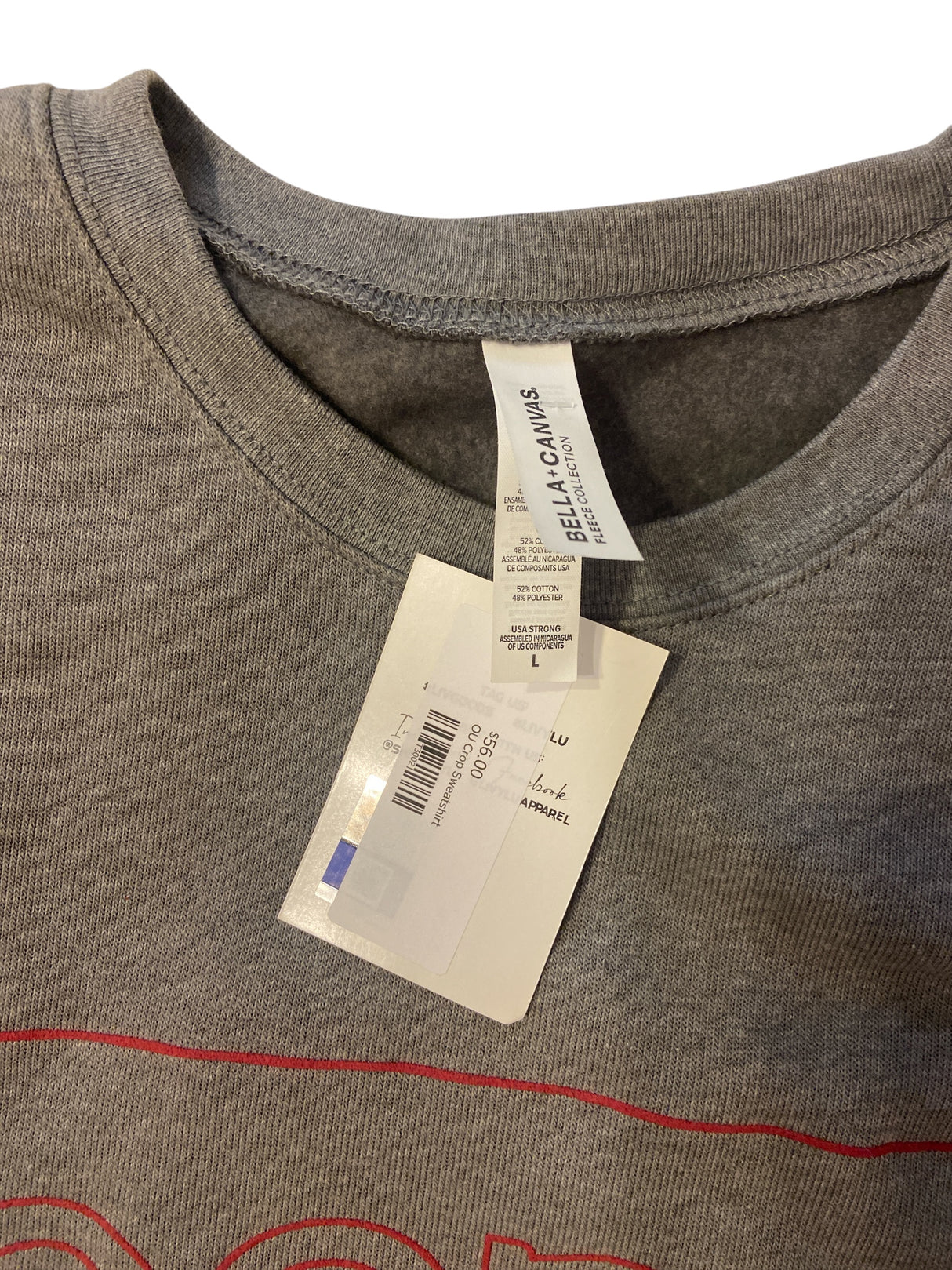 Pre-Loved NWT OU Sooners Oversized Crop Sweatshirt *Size Large - Deer Creek Mercantile