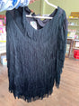 Vintage Nightworks Black Fringe Western Top - Deer Creek Mercantile