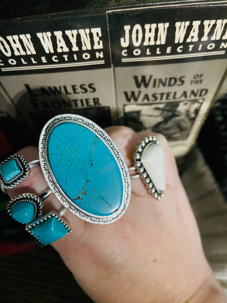 Desert Wind Faux Turquoise Adjustable Ring - Deer Creek Mercantile