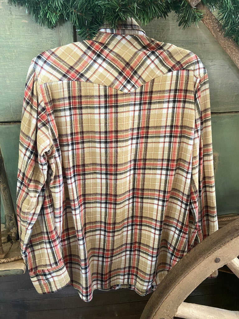 Vintage Wrangler Wrancher Tan Flannel Shirt *LT - Deer Creek Mercantile