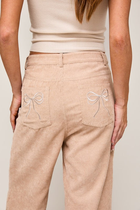 Cozy Corduroy Autumn Bow Pants - Deer Creek Mercantile