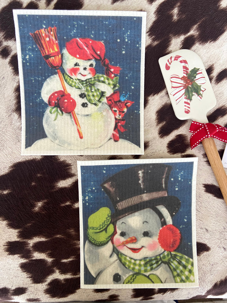 Retro Snowman Swedish Dish Cloth Set - Deer Creek Mercantile