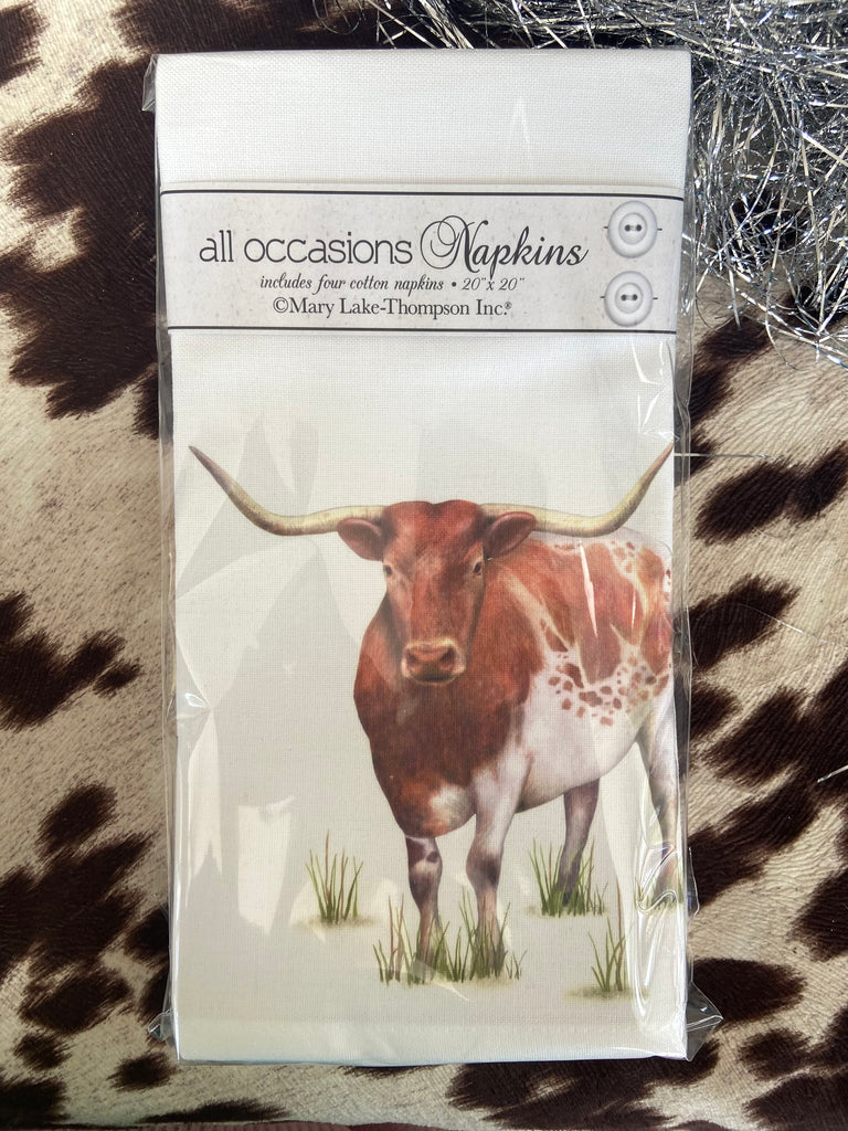 Longhorn Cow Napkin Set - MLT - Deer Creek Mercantile