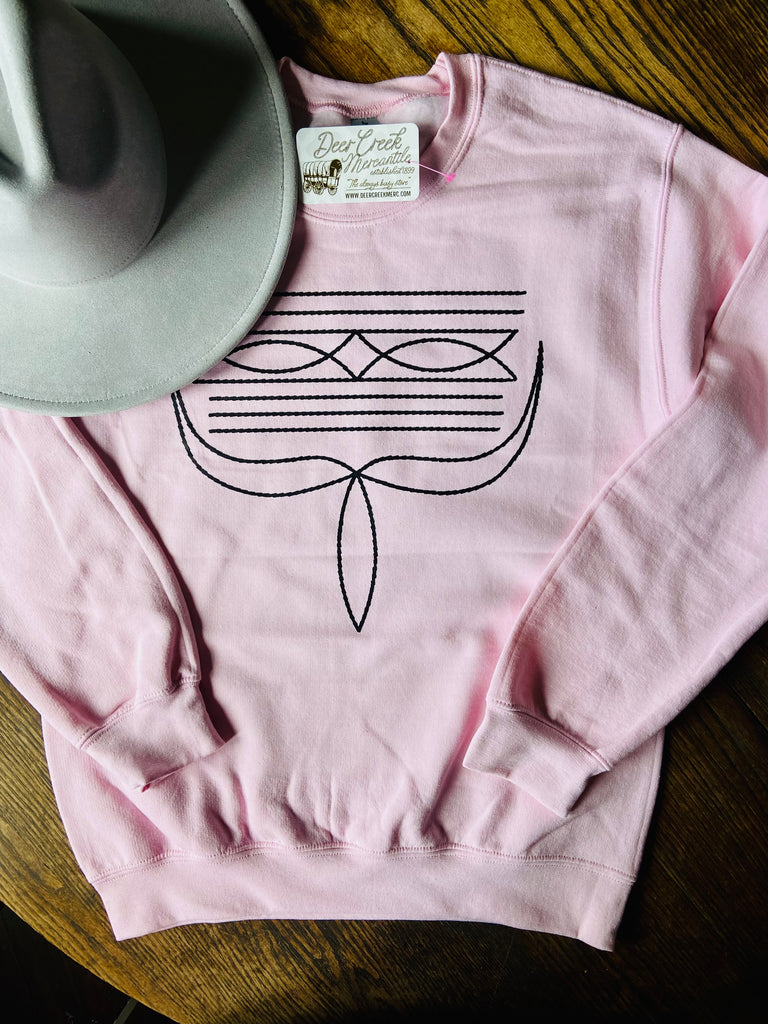 Boot Stitch Sweatshirt Pink/Black - Deer Creek Mercantile