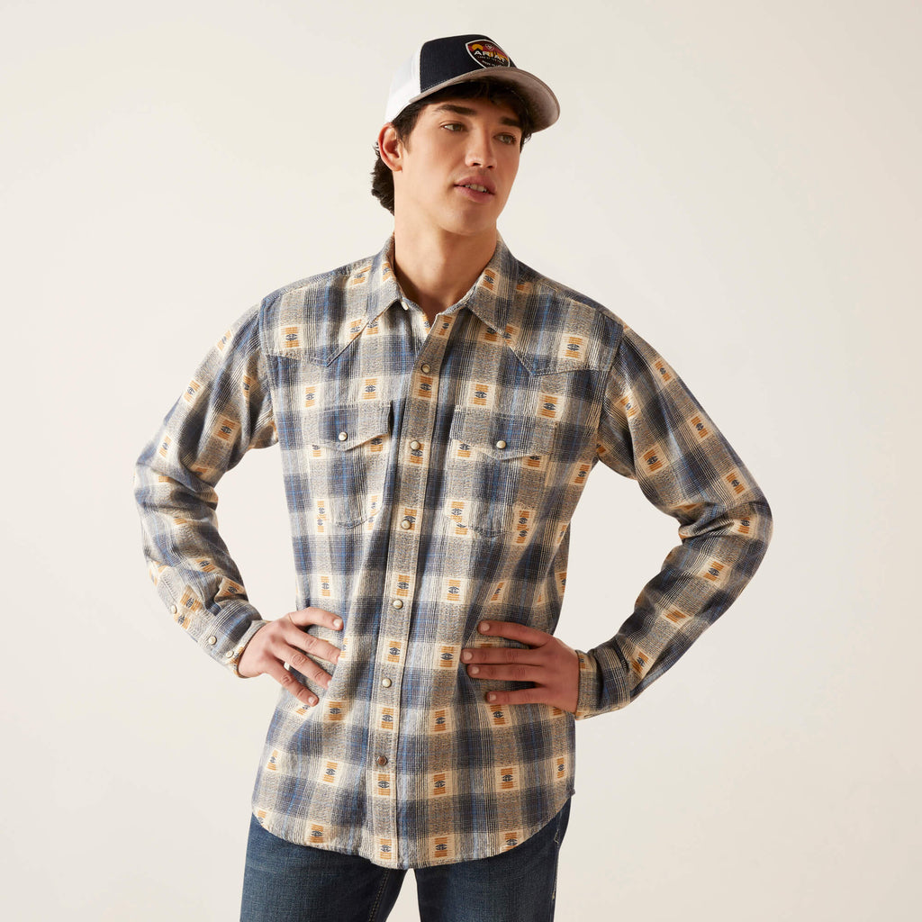 Men's Ariat Hiro Retro Fit Shirt (Gold/Blue) - Deer Creek Mercantile