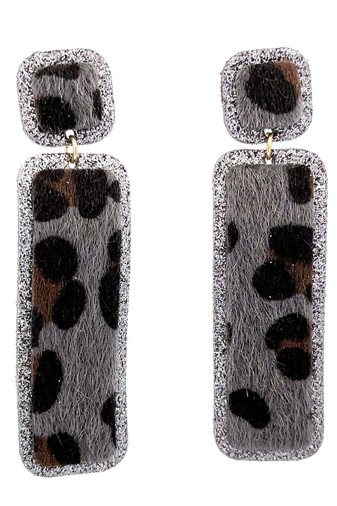 Doorbuster #44 Gray Leopard Dangle Earrings - Deer Creek Mercantile