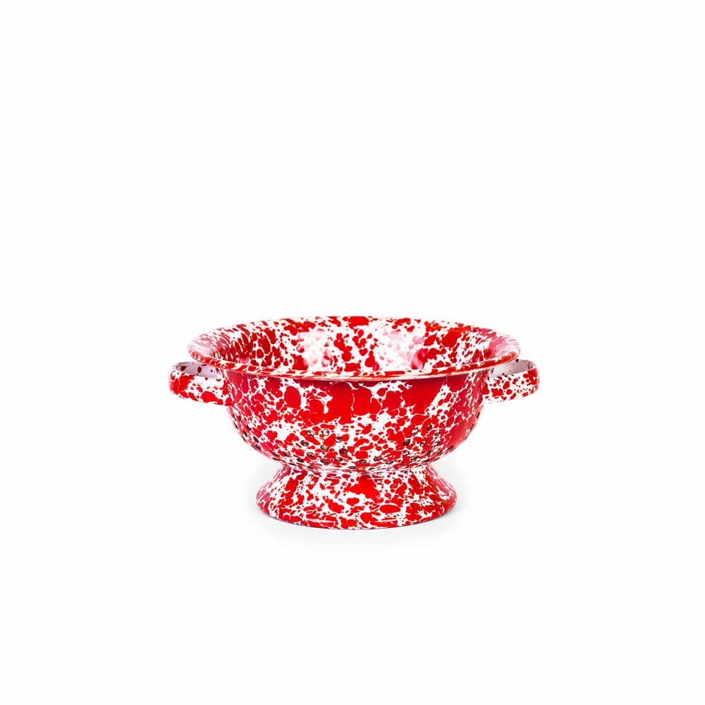 Splatter Enamelware Small Berry Colander (Red) - Deer Creek Mercantile