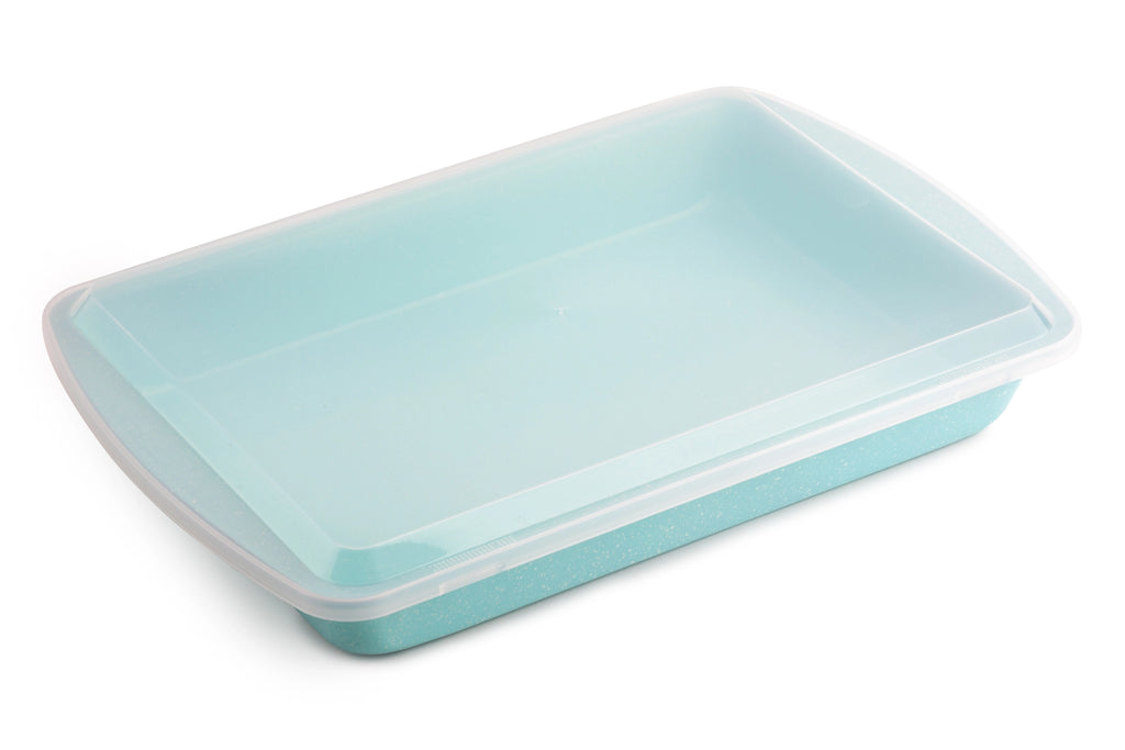 Rectangular Cake Pan With Lid *Light Blue Speckle - Deer Creek Mercantile