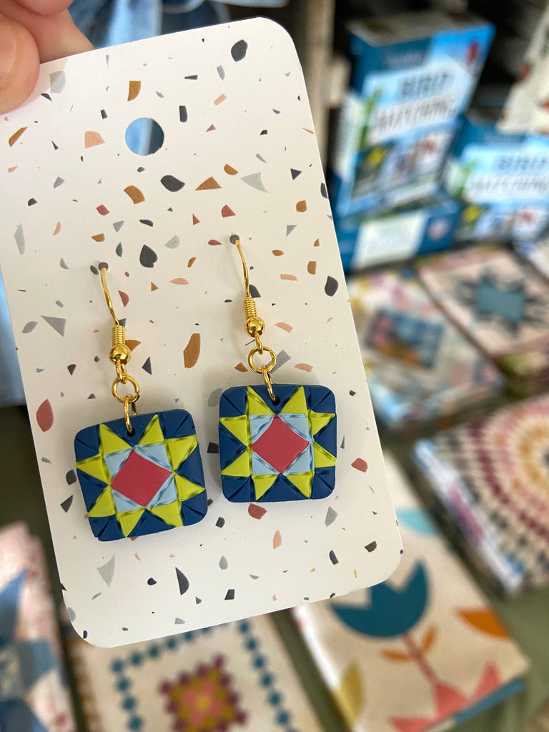 90s Baby Quilt Pattern Dangle Earrings - Deer Creek Mercantile