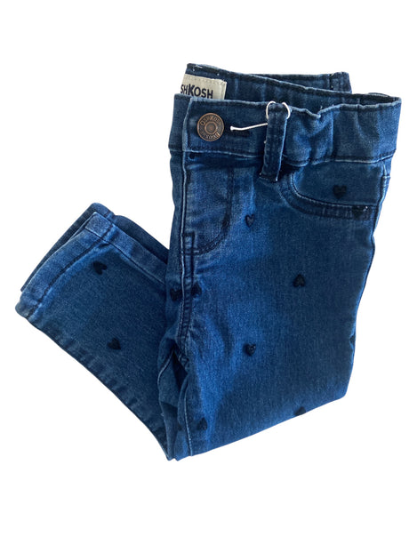 Pre-Loved Oshkosh Baby Girls Jeans With Hearts Size 18M - Deer Creek Mercantile