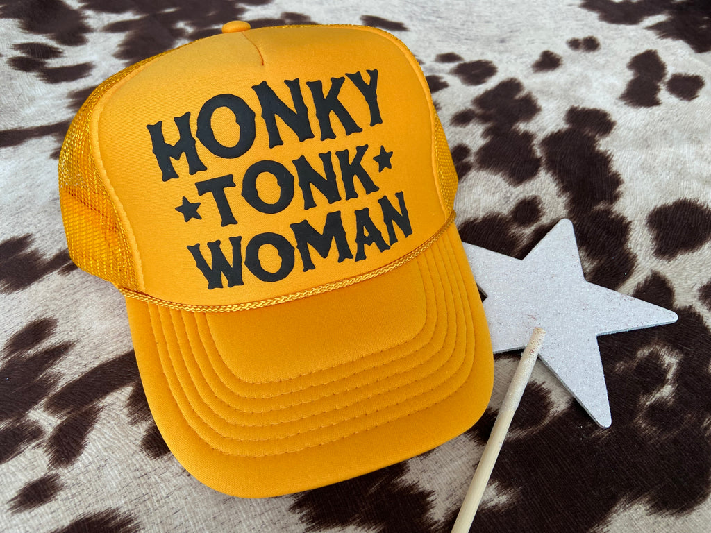 Honky Tonk Woman Trucker Hat  * Mustard - Deer Creek Mercantile