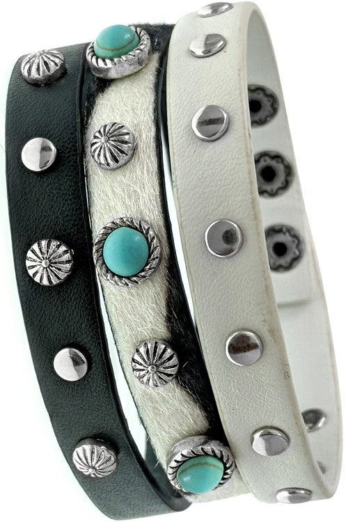 Triple Trail 3 Strand Western Studded Bracelet - Deer Creek Mercantile