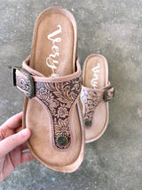 Sunny's Tooled Sandal * Tan - Deer Creek Mercantile