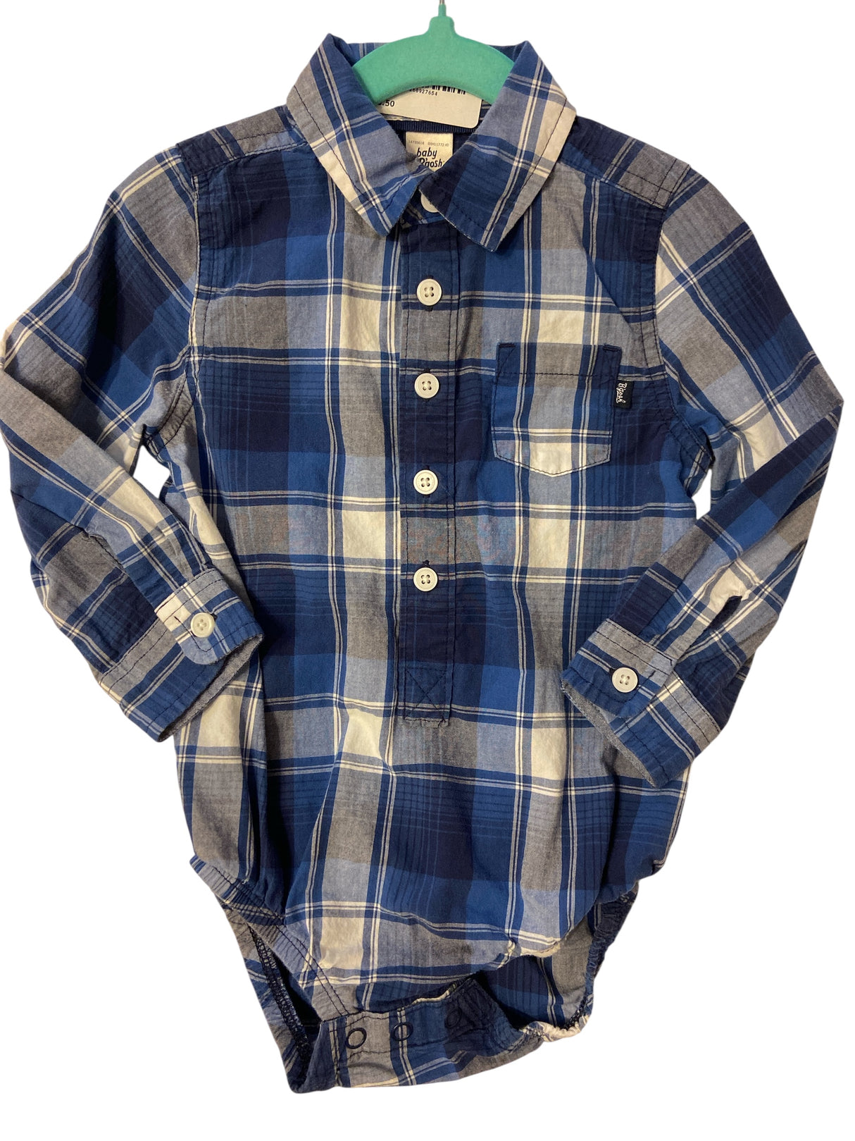 Pre-Loved Blue Plaid Baby B'Gosh Onesie *Size 18-24 Months - Deer Creek Mercantile
