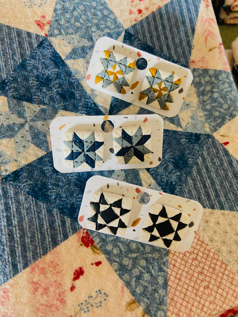 Quilt Block Stud Earrings - Deer Creek Mercantile