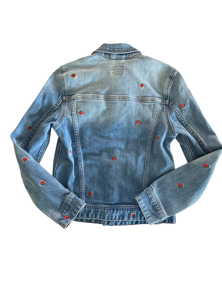 Pre-Loved Crew Cuts Jean Jacket With Strawberries Size 12 - Deer Creek Mercantile