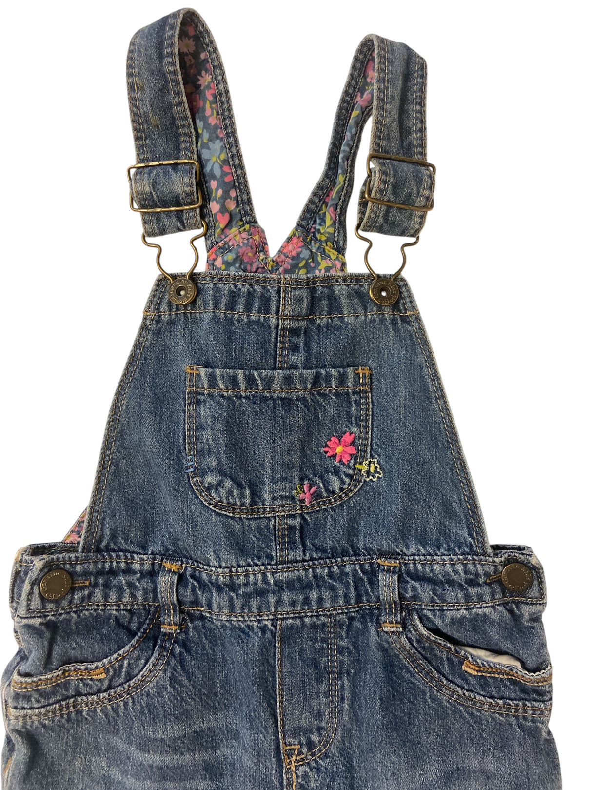 Pre-Loved Genuine Kids Oshkosh Floral Denim Overalls *Size 24 Months - Deer Creek Mercantile