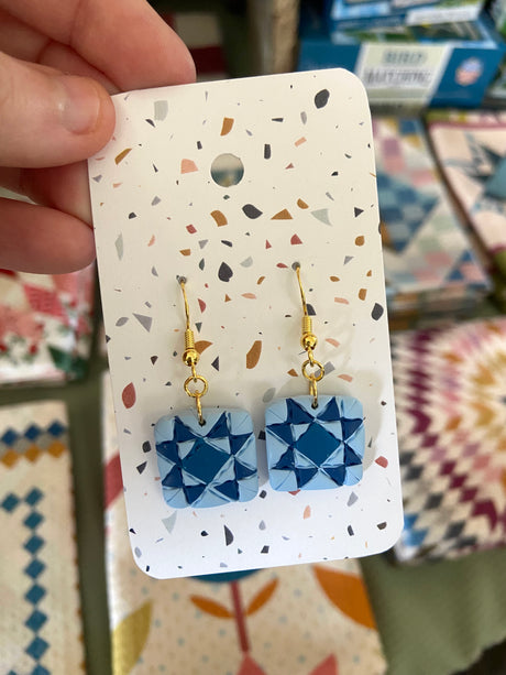Poolside Quilt Pattern Dangle Earrings - Deer Creek Mercantile
