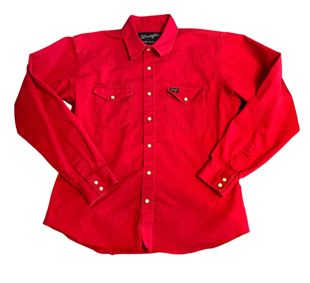 Vintage Wrangler Red Pearl Snap Shirt *XXL BOYS YOUTH - Deer Creek Mercantile