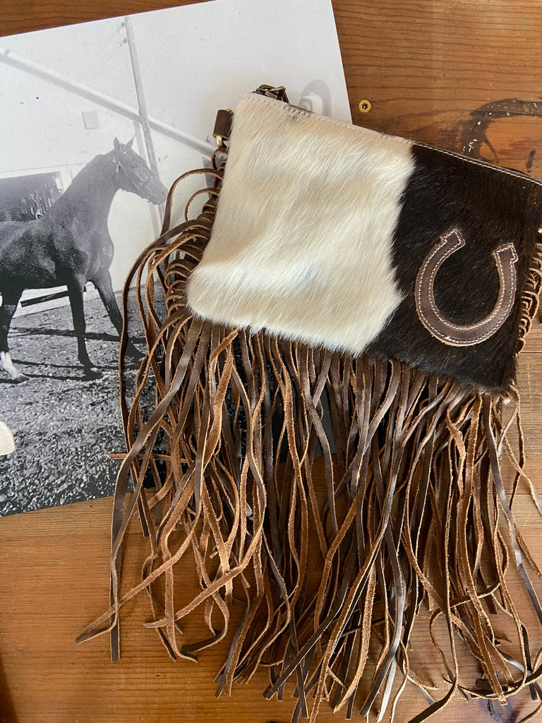 Horseshoe Cowhide & Fringe Crossbody Bag - Deer Creek Mercantile