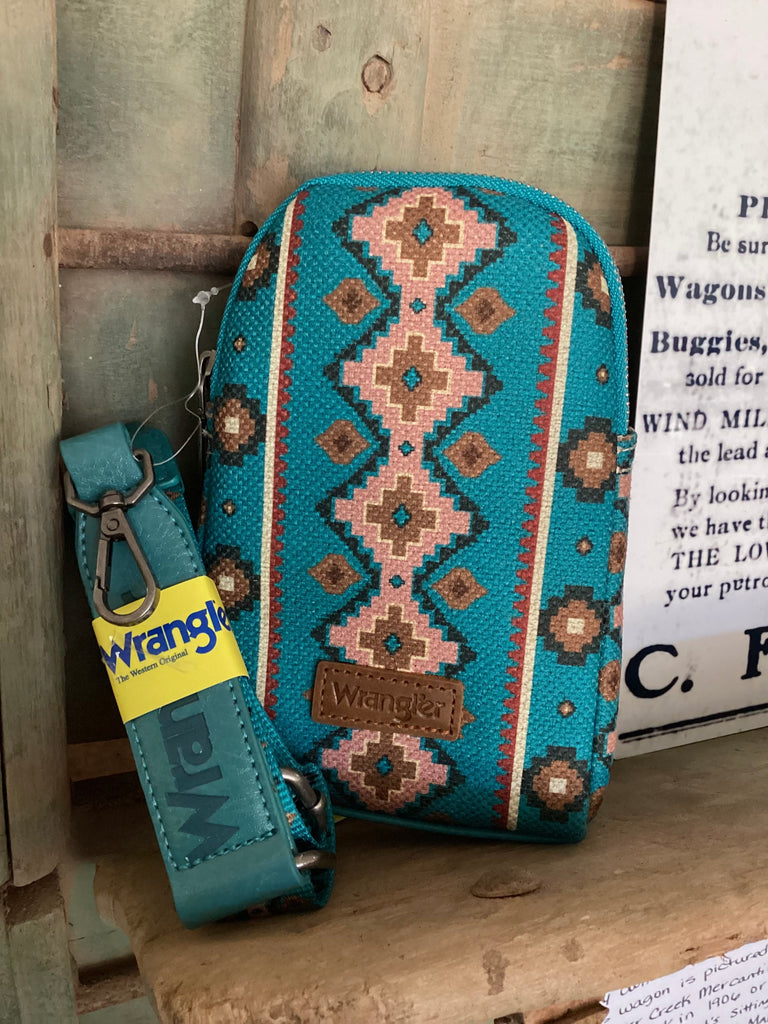 Wrangler Southwest Print Crossbody Sling Chest Bag - Dark Turquoise - Deer Creek Mercantile