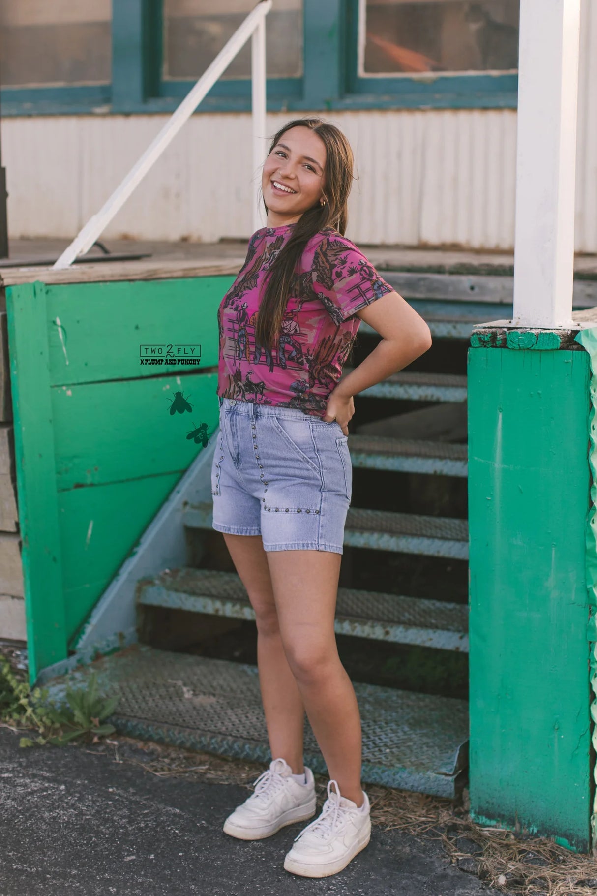 Cowtown Couture Western Mesh Graphic Top *Pink - Deer Creek Mercantile