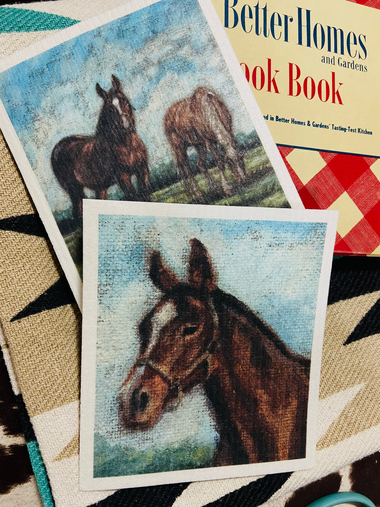 Grazing Horses Swedish Dish Cloth Set - Deer Creek Mercantile