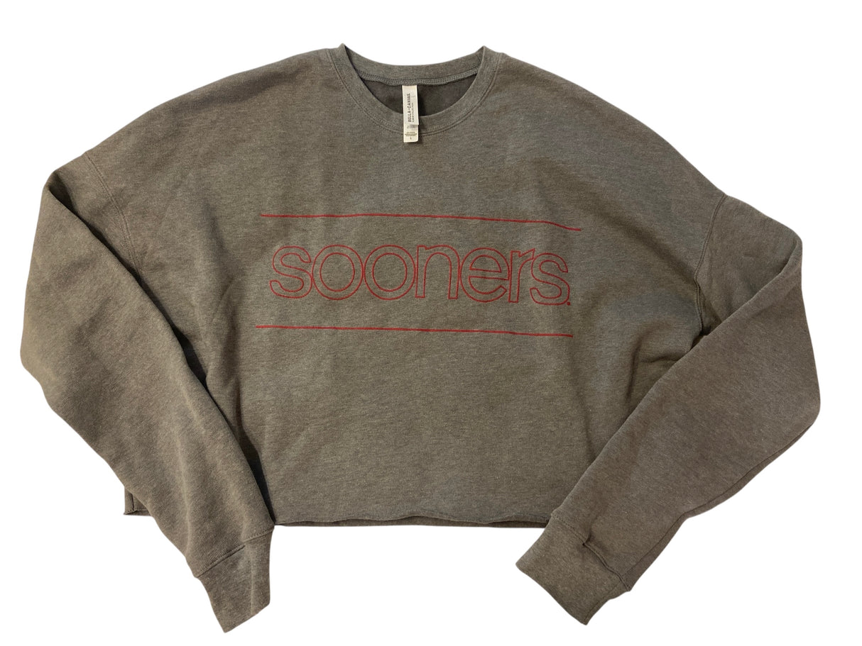 Pre-Loved NWT OU Sooners Oversized Crop Sweatshirt *Size Large - Deer Creek Mercantile