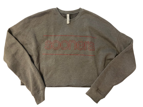 Pre-Loved NWT OU Sooners Oversized Crop Sweatshirt *Size Large - Deer Creek Mercantile