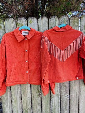 Rhinestone Detail Corduroy Jacket (Rust) - Deer Creek Mercantile