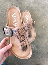 Sunny's Tooled Sandal * Tan - Deer Creek Mercantile