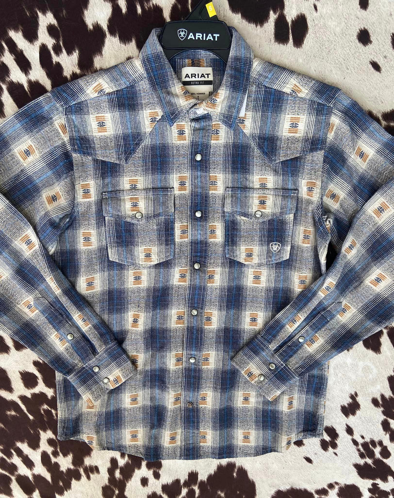 Men's Ariat Hiro Retro Fit Shirt (Gold/Blue) - Deer Creek Mercantile