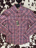 Wrangler Retro® Men's Long Sleeve Pearl Snap Shirt (Red Plaid) - Deer Creek Mercantile