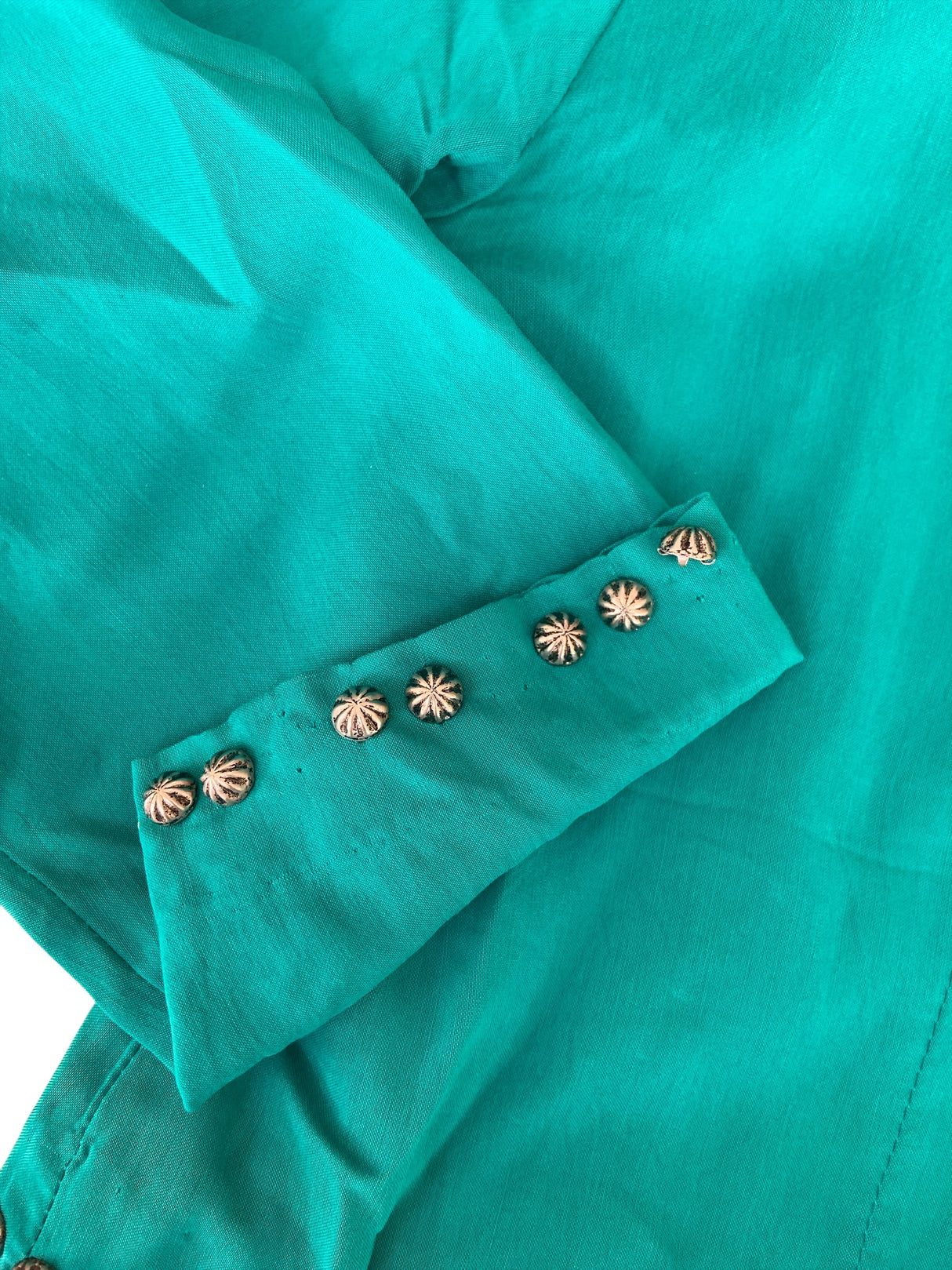 Vintage Miller Stockman Turquoise Western Top 1980s *Size Medium - Deer Creek Mercantile