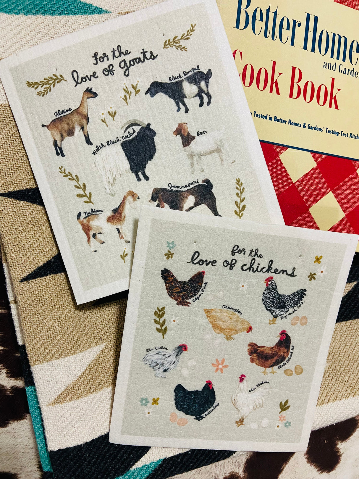 Love Of Goats and Chickens Swedish Dish Cloth Set - Deer Creek Mercantile