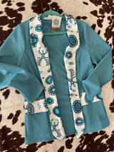 Turquoise Western Print Blazer - Deer Creek Mercantile