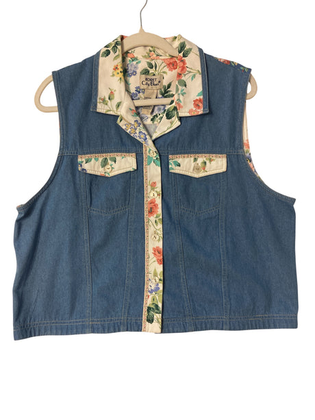 Vintage Koret City Blues Floral Vest *Size Large - Deer Creek Mercantile
