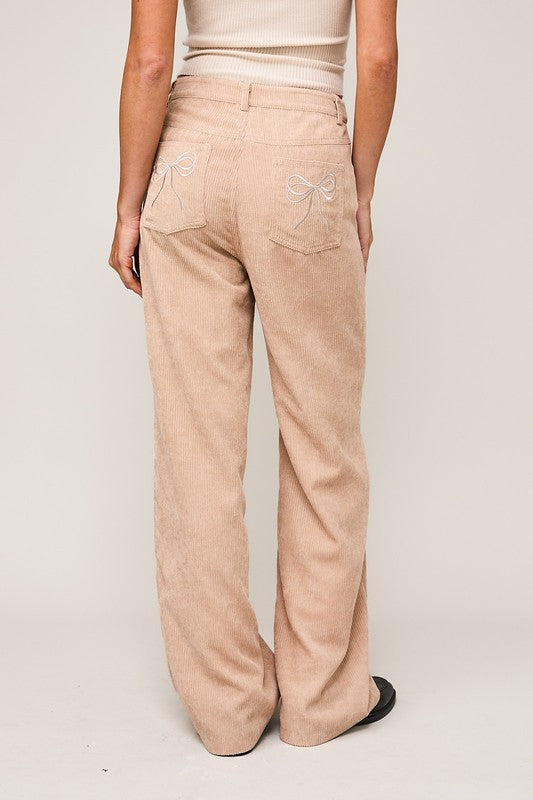 Cozy Corduroy Autumn Bow Pants - Deer Creek Mercantile