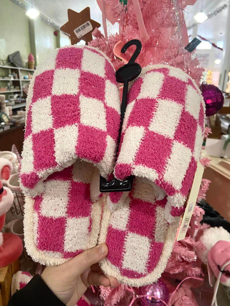 Check Lounge Slippers *Pink - Deer Creek Mercantile