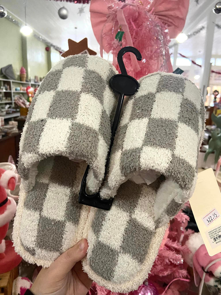 Check Lounge Slippers *Gray - Deer Creek Mercantile