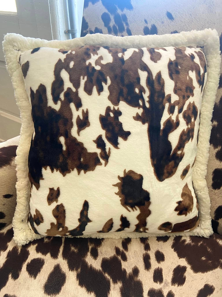 Wrangler Tri Color Cowhide Plush Sherpa Pillow - Deer Creek Mercantile