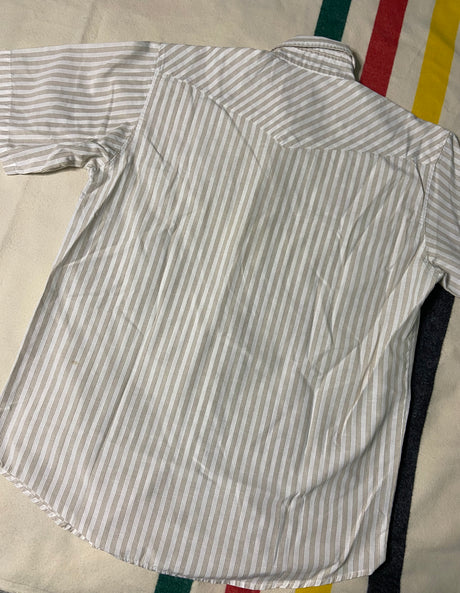 Vintage Pearl Snap Tan/White Top *Size Large - Deer Creek Mercantile
