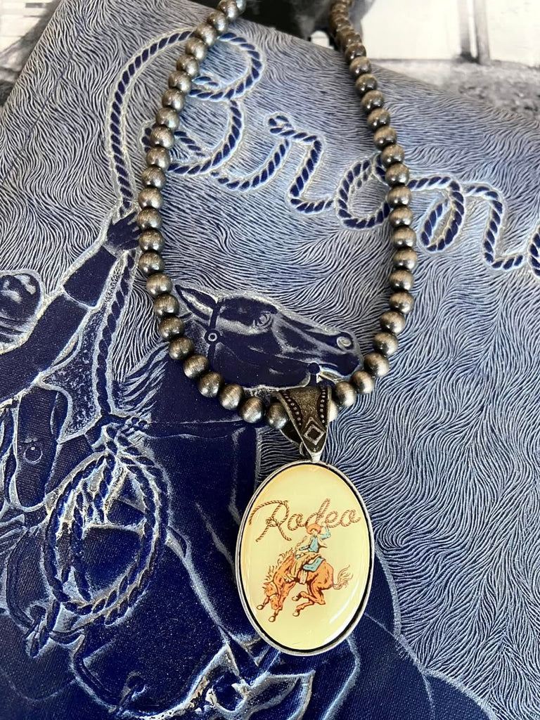 Rodeo Cowboy Pendant Necklace *Round - Deer Creek Mercantile