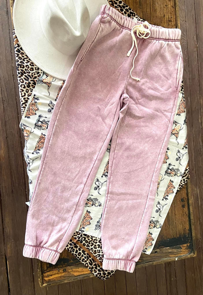 Blush Acid Wash Lounge Sweatpants - Deer Creek Mercantile