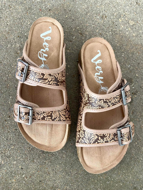 The Jock Tooled Sandals (Light Tan) - Deer Creek Mercantile