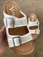 Tulsa Town Tooled Sandals (White/Gray) - Deer Creek Mercantile